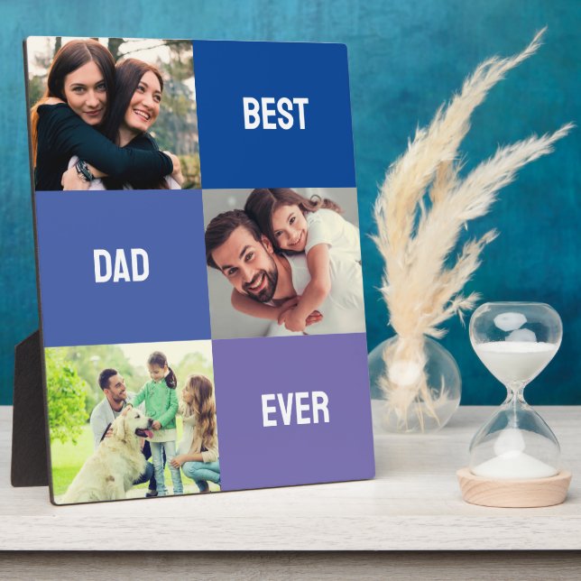 Best Dad Ever | Fathers Day 3 Photo Collage Plaque (Side)
