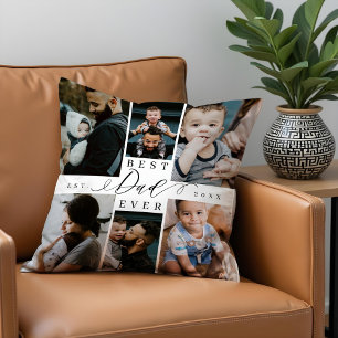 Best Dad Ever   Father's Day 8 Photo Collage Throw Pillow