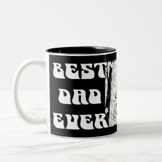 Best Dad ever Father's Day Black Typo Black Backgr Two-Tone Coffee Mug