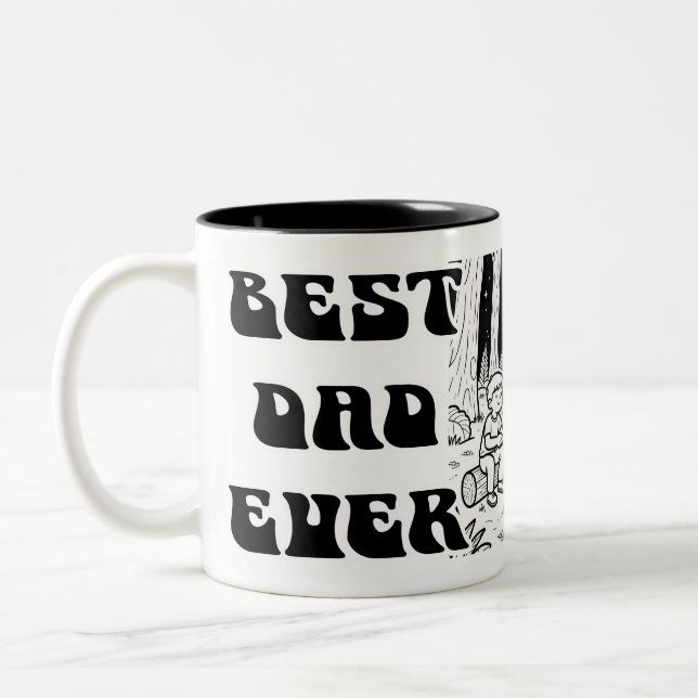 Best Dad ever Father's Day Black Typo Two-Tone Coffee Mug (Left)