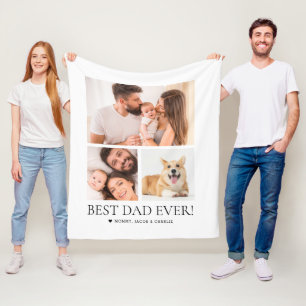 Best Dad Ever Father's Day Collage Custom Photos Fleece Blanket