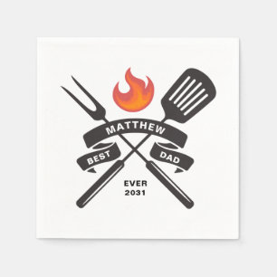 Best Dad Ever Fathers Day Custom Name Paper Napkin