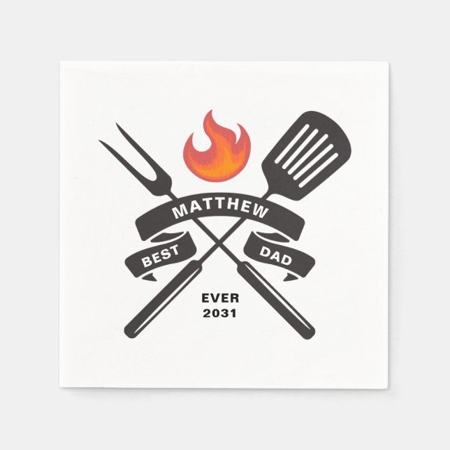 Best Dad Ever Fathers Day Custom Name Paper Napkin (Front)