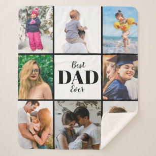 Best Dad Ever Father's Day Family Photo Sherpa Blanket