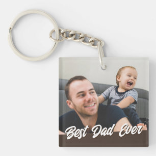 Best Dad Ever Fathers Day Gift Custom Photo Keychain