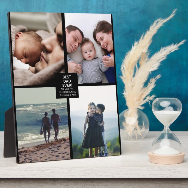 Best Dad Ever Fathers Day Large 4 Photo Collage Plaque (Side)