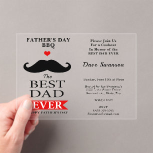 Best Dad Ever Fathers Day Moustache Luncheon BBQ Acrylic Invitations