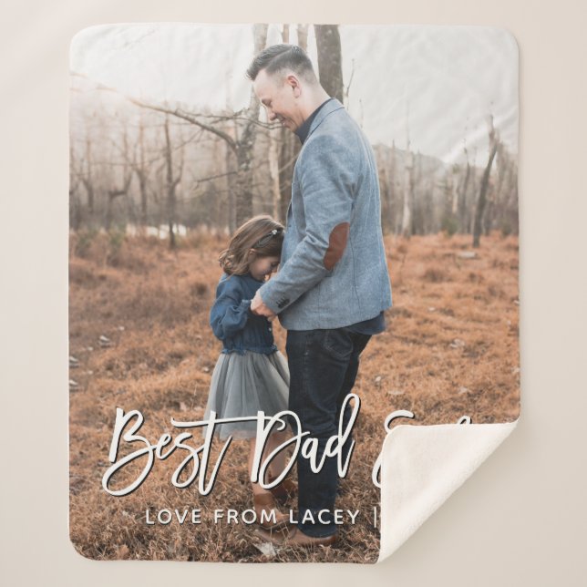 Best Dad Ever Father's Day Personalized Photo  Fle Sherpa Blanket (Front)