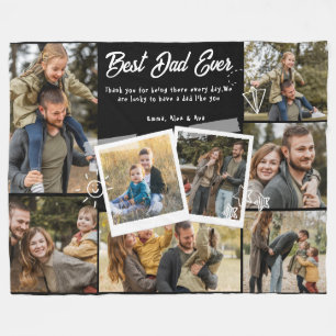 Best dad ever fathers day photo collage family  fleece blanket