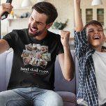 Best Dad Ever Father's Day Photo Collage T-Shirt<br><div class="desc">Modern dad tshirt featuring a photo collage of 10 family pictures for you to replace with your own,  the saying "best dad ever.",  a personalized thank you note,  and a cute red heart.</div>