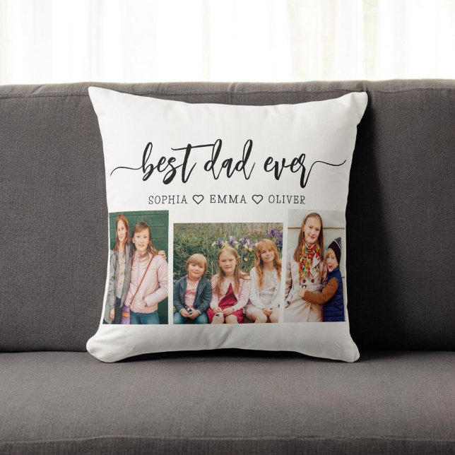 Best Dad Ever - Father's Day Photo Collage Throw Pillow (Creator Uploaded)