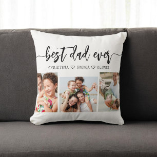 Best Dad Ever - Father's Day Photo Collage Throw Pillow