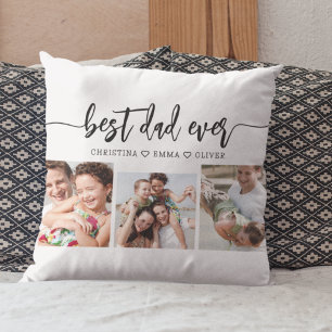 Best Dad Ever - Father's Day Photo Collage Throw Pillow
