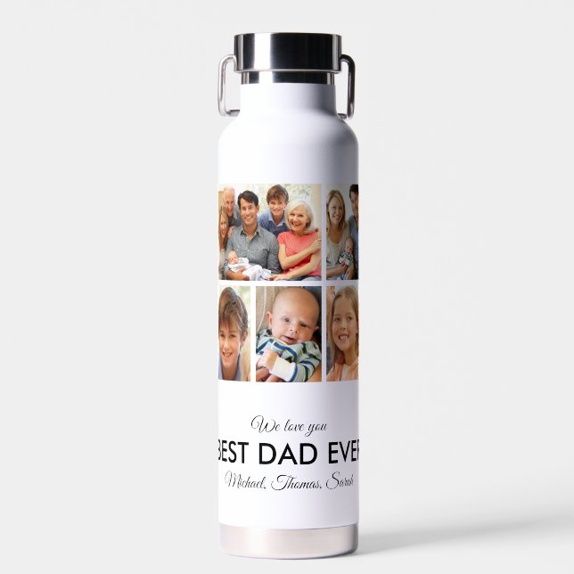 Best Dad Ever Fathers Day Photo Collage Water Bottle (Front)