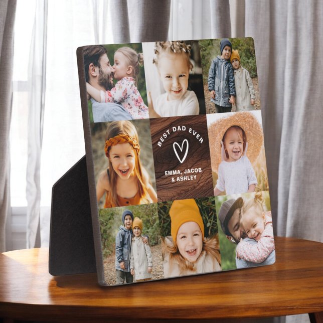Best Dad Ever Father's Day Photo Wood Grain Plaque (Creator Uploaded)