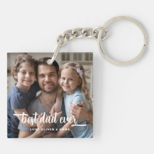 Best Dad Ever Father's Day Script Photo  Keychain