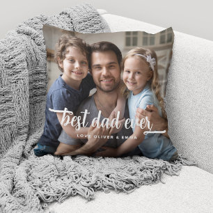 Best Dad Ever Father's Day Script Photo Throw Pillow