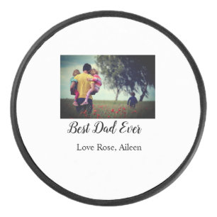 Best dad ever father's day son daughter papa dad p hockey puck