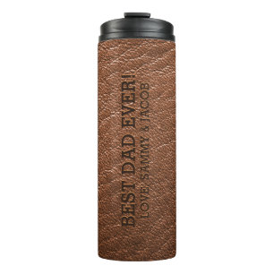 Best Dad Ever Faux Embossed Leather Grain Texture Thermal Tumbler