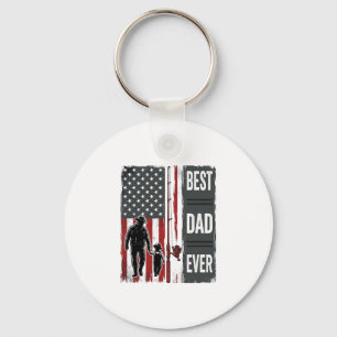 Best Dad Ever Fishing Flag Vintage Vector Design_1 Keychain