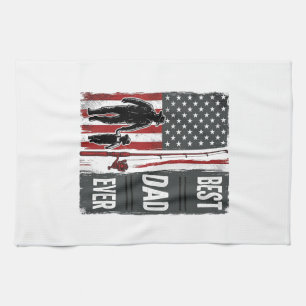 Best Dad Ever Fishing Flag Vintage Vector Design_1 Kitchen Towel
