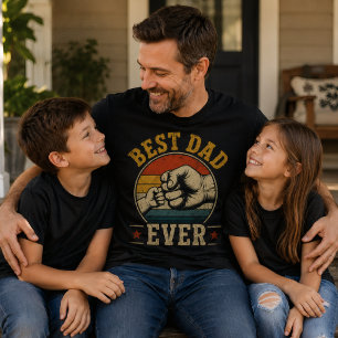 Best Dad Ever Fist Bump Retro Vintage T-Shirt