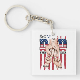 Best Dad Ever – Fist Bump USA Flag - 2 Kids Keychain