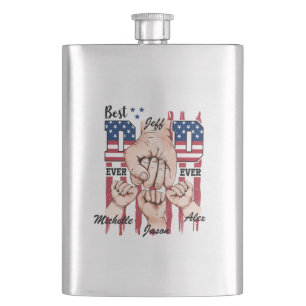 Best Dad Ever – Fist Bump USA Flag - 3 Kids Hip Flask