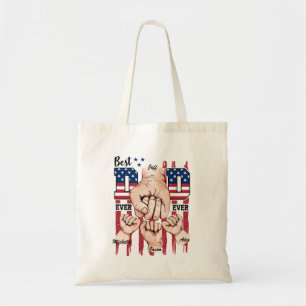 Best Dad Ever – Fist Bump USA Flag - 3 Kids Tote Bag