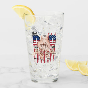 Best Dad Ever – Fist Bump USA Flag - 4 Kids Glass