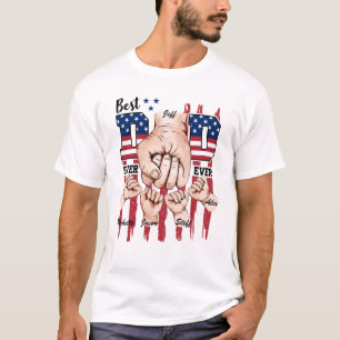 Best Dad Ever – Fist Bump USA Flag - 4 Kids T-Shirt