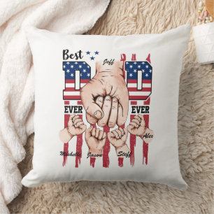 Best Dad Ever – Fist Bump USA Flag - 4 Kids Throw Pillow