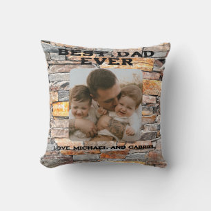Best Dad Ever Flagstone distressed stone bricks Throw Pillow
