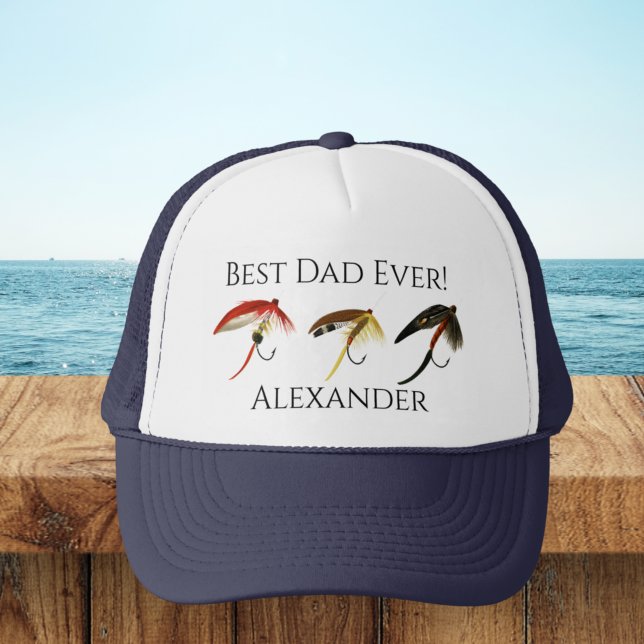Best Dad Ever! Fly Fish Fishermen Flyfishing Trucker Hat (Creator Uploaded)