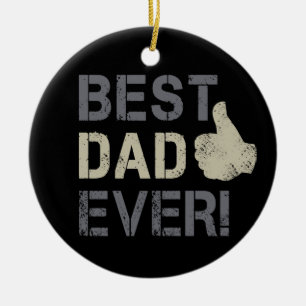 Best Dad Ever for Father's Day Vintage Thumb Up Ceramic Ornament