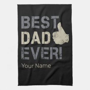 Best Dad Ever for Father's Day Vintage Thumb Up Kitchen Towel