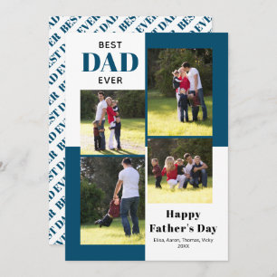Best Dad Ever four photos blue Father's Day card