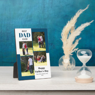 Best Dad Ever four photos blue Father's Day  Plaque