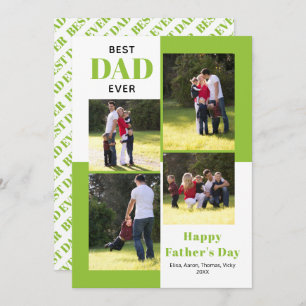 Best Dad Ever four photos lime green Father's Day