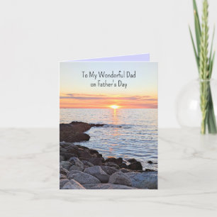 Best Dad Ever from Sunrise to Sunset Ocean Photo Holiday Card