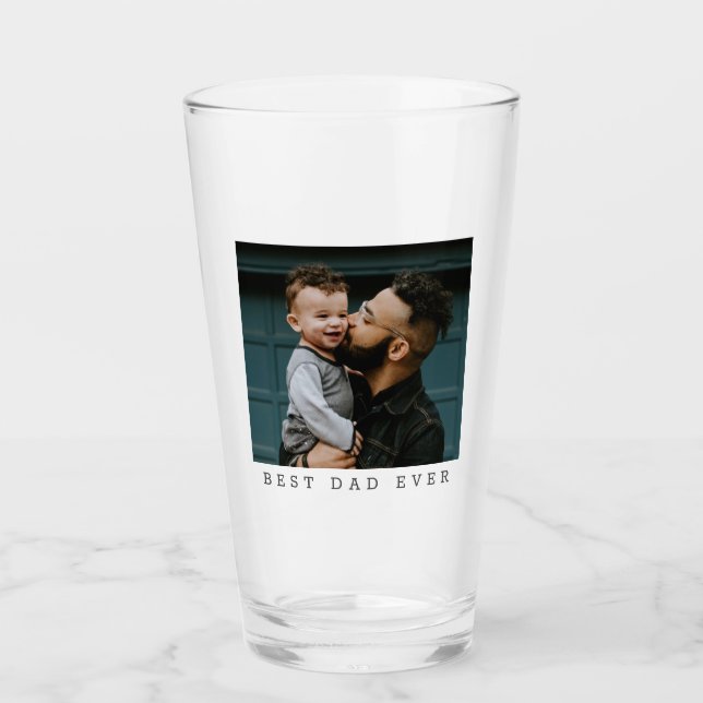 Best Dad Ever Full Photo Personalized Glass (Front)