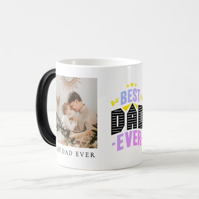 Best Dad Ever Full Photo Personalized Magic Mug (Front Left)