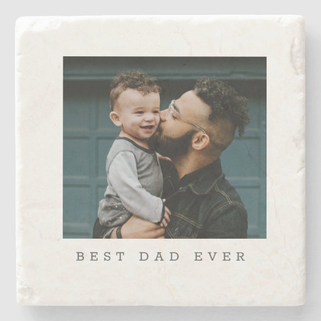 Best Dad Ever Full Photo Personalized  Stone Coaster (Front)