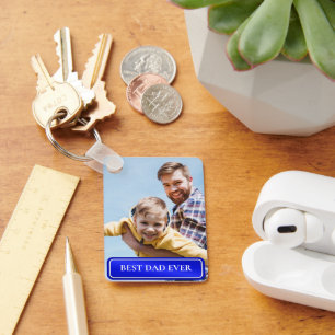 Best Dad Ever Full Photo Personalized Two-Tone Keychain