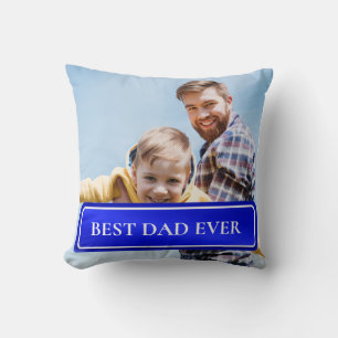 Best Dad Ever Full Photo Personalized Two-Tone Throw Pillow