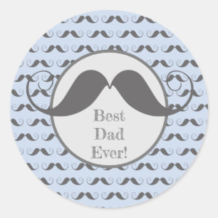 Best Dad Ever! Fun Moustache Pattern Father's Day Classic Round Sticker