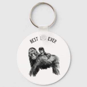 Best dad ever gorilla with baby keychain