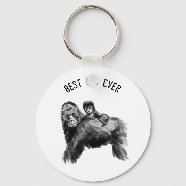 Best dad ever gorilla with baby keychain (Front)