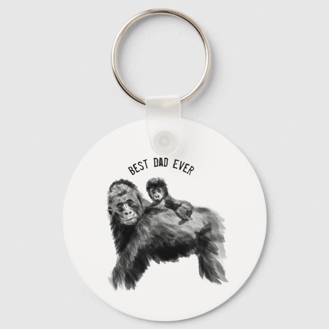 Best dad ever gorilla with baby keychain (Front)