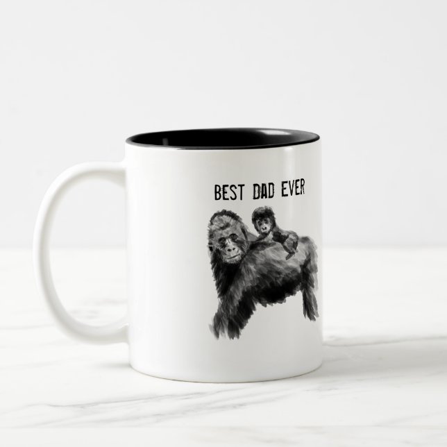 Best dad ever gorilla with baby Two-Tone coffee mug (Left)